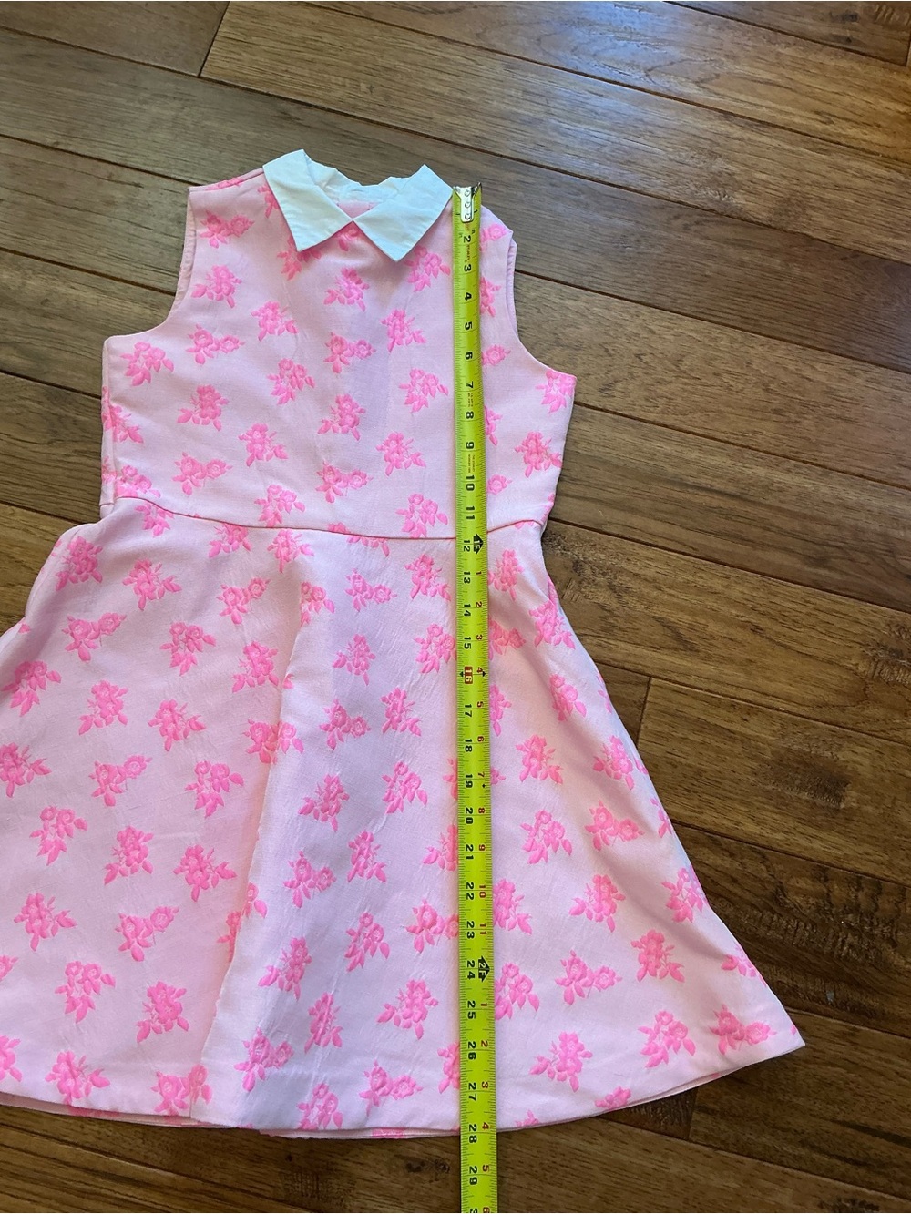 Janie and Jack Pink Floral Dress, White Collar, size 10 - Picture 3 of 7